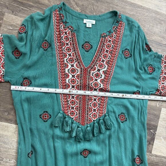 Sundance Tropical Dreams Maxi Dress Blue Red Embroidered Boho size medium - Picture 8 of 15